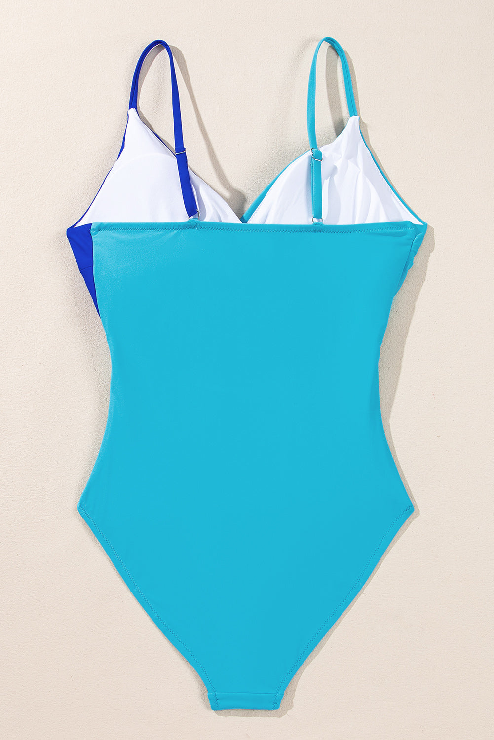 Light Blue Crossover Colorblock Cutout One Piece Swimsuit